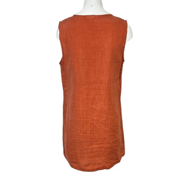 Bryn Walker Womens 100% Linen Colour Block Round Neck Long Tunic Tank, Size XS - Picture 2 of 9